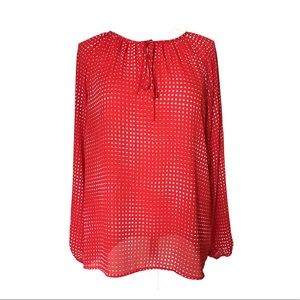 Vince Camuto Red & White Peasant Style Blouse M
